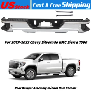 Steel Rear Bumper Assembly For 2019-2023 Chevy Silverado GMC Sierra 1500 W/ Park - Picture 1 of 12