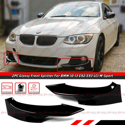 For 2010-2013 BMW LCI E92 E93 M Sport 2pc Gloss Black Front Bumper Lip Splitter - Image 1 of 4