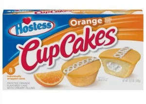 🟢 New Hostess Frosted Orange Chocolate Vanilla Creme Cupcakes 8-Count 13.5oz - Picture 1 of 2