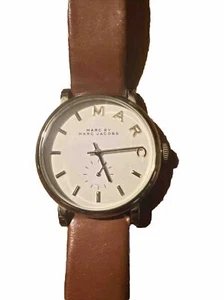 Marc Jacobs Baker White Dial Tan Leather Band Quartz Ladies Watch MBM1316 - Picture 1 of 8