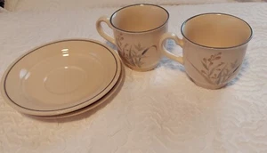 Vtg Noritake Keltcraft Coffee Cups & Saucer Floral Butterfly Ireland 9109 2 sets - Picture 1 of 3