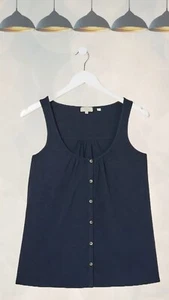 Ex Fat face Women’s Sleeveless Flora Vine Floral Vest in Navy Blue - Picture 1 of 2
