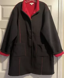 Susan Graver Women’s Reversible Polar Fleece Jacket Black & Red Size 1X - Picture 1 of 7