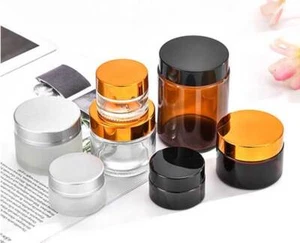 5g -100 Glass Face Cream Lip Balm Container Cosmetic Jar Eyeshadow Makeup Pots - Picture 1 of 21