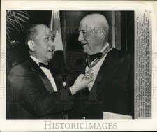 1956 Press Photo Carlos Romulo honors Rep. Sam Rayburn with Order of Skikatuna