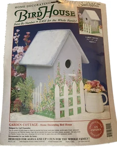Simply Wood 3.5x5x8" Bird House Paint by Number Craft Kit Garden Cottage New - Picture 1 of 2