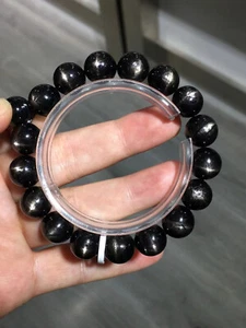 Brazalete de cuentas redondas de piedras preciosas de piedra dorada natural genuina de 11,6 mm AAAAA - Imagen 1 de 2