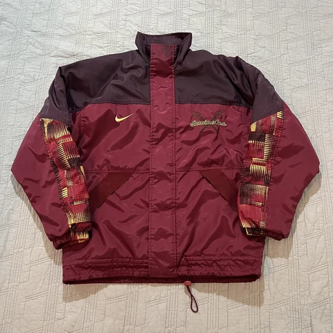 Vintage 90s Nike Florida State Seminoles FSU Puffer Jacket Tribal Embroider Sz M Cover