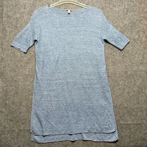 Eileen Fisher Top Womens XS Blue Linen Open Knit Beachy Tunic Slits Italy Travel - Picture 1 of 13