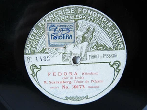 78rpm Emile SCARAMBERG Tenor - ULTRA RARE FONOTIPIA - Fedora / Werther - Picture 1 of 2