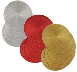 Set 6. Holiday Metallic Shiny Round Table Placemats. - Picture 1 of 10