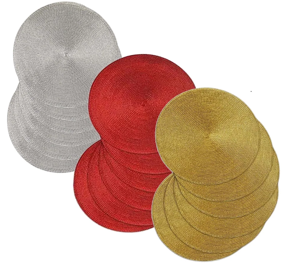 Set 6. Holiday Metallic Shiny Round Table Placemats.  - Image 1 of 1