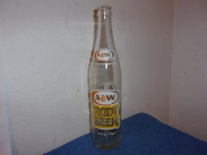 VINTAGE  A & W  ROOT BEER CLEAR GLASS  16 oz SODA RETURN FOR DEPOSIT BOTTLE - Picture 1 of 6
