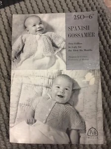 Vintage p & b KNITTING PATTERN No 250 Two Baby Matinee Coats 0- 6 Months 2 Ply - Picture 1 of 1
