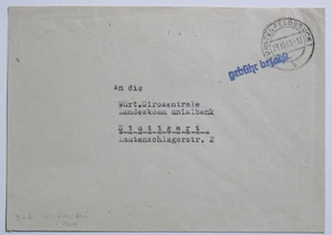 Bizone Barfrankatur Fürstenfeldbrück 1 - 23.10.1945 Brief nach Stuttgart - Bild 1 von 4
