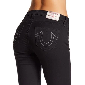 True Religion Women's Curvy Skinny Fit Stretch Jeans in Black Body Rinse - Picture 1 of 4