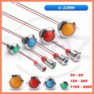 LED Dash Panel Warning Pilot Light Indicator Lamp Car Van Boat Truck 6mm - 22mm - Image 1 of 4