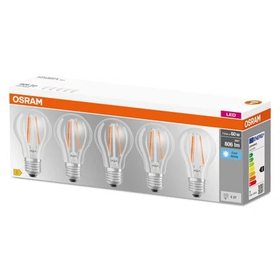 OSRAM LED BASE Classic A60, lampade LED a filamento chiaro in vetro per bas 8ecK - Immagine 1 di 3