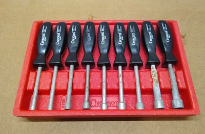 VTG 9pc Crescent Nut Driver Set 3/16" to 1/2" SAE Black Handle USA W/Case  - Image 1 of 4