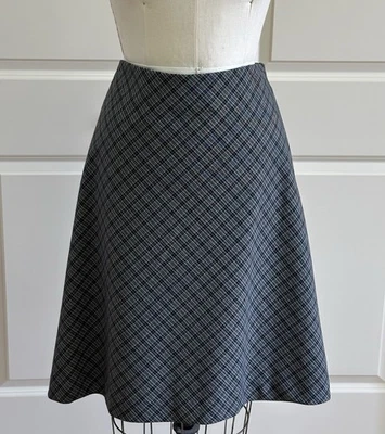 Cutter & Buck Black Plaid Knee Length A-Line Skirt Size 14 Stretch Fabric - Image 1 of 4