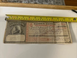 ANTIQUE RARE 1923 CUNARD LINE STEAM SHIP COMPANY PAYEE’S NOTICE RECEIPT  10.5” - Picture 1 of 13