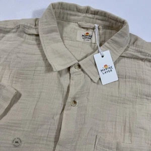 Marine Layer Crinkle Double Cloth Shirt Men XX-Large Short Sleeve Sand Beige NWT - Picture 1 of 9