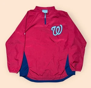Washington Nationals Majestic Dug Out Windbreaker Jacket Men’s Small Red MLB - Picture 1 of 7