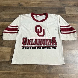 Vintage Oklahoma Sooners 70s GTS Youth M Medium T-Shirt White 3/4 Sleeve - Picture 1 of 24