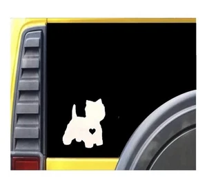 White Westie Heart Vinyl Decal West Highland Terrier Love Dog Puppy Sticker 5” - Picture 1 of 3
