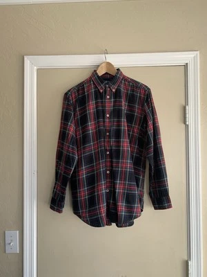 Ralph Lauren 黑色格子纽扣衬衫男孩 XL 或 20 红色 Polo 标志 — 第 1/4 张图片