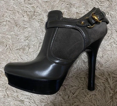 Gucci Mujer Gris Oscuro Cuero Gamuza Tacón Alto Botas US 6.0 Excelente Usadas No Foto 1 de 4
