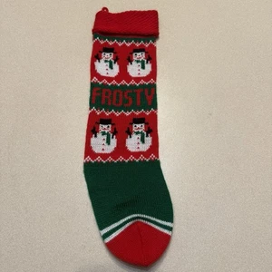 Vintage Handmade Knitted Frosty The Snowman Stocking Christmas Holidays  - Picture 1 of 6