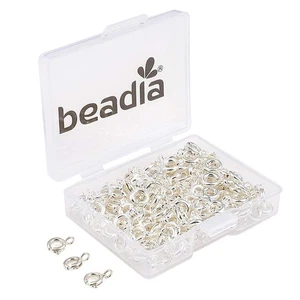 Copper Spring Clasps 6mm Silver Plated Claw Clasps for DIY Jewelry Making 150pcs - Picture 1 of 5