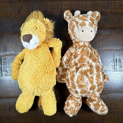 "Jellycat tímido jirafa y león peluche animales marrón tostado juguete suave 12""" Foto 1 de 4