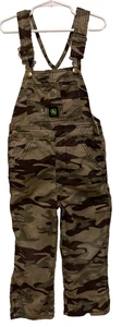 John Deere Kids Green Camo Cotton Adjustable Strap Bib Overalls (Size 5) - Picture 1 of 5