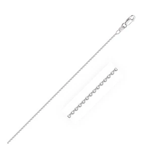 14k White Gold Oval Cable Link Chain (0.97 mm) - Picture 1 of 4