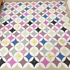 Handmade Double Wedding Ring Cotton Patchwork Quilt top/topper 86x86"