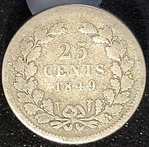 1849 Netherlands 25 Cents Silver Coin - Picture 1 of 2