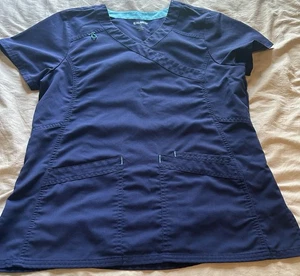 Women’s ScrubStar Fitted Solid Blue V Neck Scrub Top Size Small  - Picture 1 of 5
