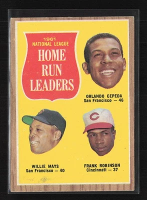 1962 Topps #54 1961 NL HR Leaders (Cepeda/Mays/Robinson) PR - WRITING ON BACK - Image 1 of 2