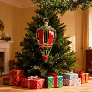 Ornamenti Natalizi Vintage Grande Metallo Mongolfiera Decorazione 17in Rustico Lar... - Foto 1 di 9