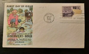 1948 FDC California Gold Centennial Illustrated Cachet Coloma CA - Picture 1 of 2