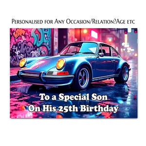 Personalised Classic Porsche Car Birthday, Fathers Day etc Mens Card - A5 Glossy - Picture 1 of 3
