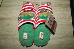 NEW Dearfoams Elfin Around Womens sz S Scuff Slippers Jingle Bells Christmas Elf - Picture 1 of 6