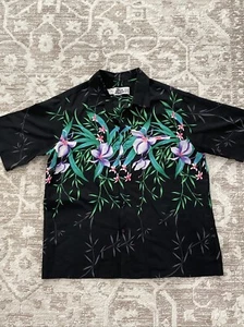 Vintage VTG Hilo Hattie Mens 3XL Hawaiian Aloha Shirt Tropical Floral Black - Picture 1 of 8