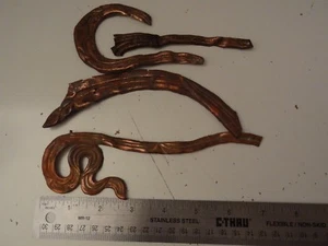 ANTIQUE MONGOLIAN BUDDHIST VARIOUS HAND EMBOSSED COPPER RIBBONS FROM STATUE - Picture 1 of 5