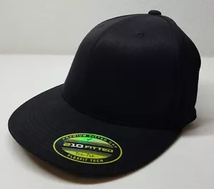 Port Authority C808 Flat Bill Cap Hat L/XL Black Blank Flexfit 210 NEW - Picture 1 of 7