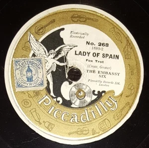 JAZZ 78rpm RECORD Piccadilly THE EMBASSY SIX Lloyd Shakespeare & his Band LONDON - Imagen 1 de 2