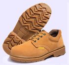 Mens Casual Leather Safety Shoes Steel Toe Prevent Puncture Low Upper Work Boots
