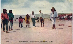 White Mountains Apache Hoops & Javelin gioco 1910 inutilizzato nativi americani AZ - Foto 1 di 2